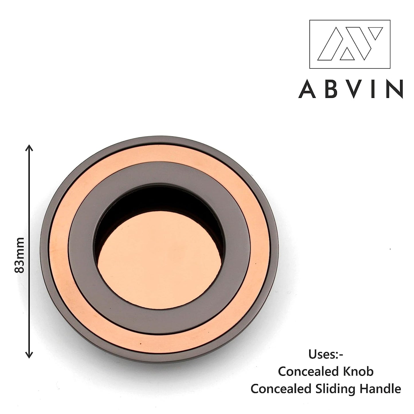 ABVIN Round Grey Rosegold Concealed Sliding Door Handle and Drawer Handles, Door Handle and Concealed Door Pull Handle, Handles for Sliding wardrobes (1 Pcs)