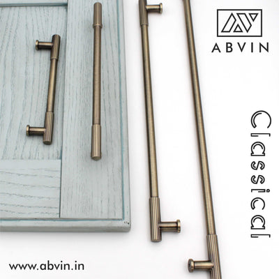 Solid Brass Finish Cabinet Pull Handle – Antique Finish | Modern Bar Handle for Kitchen, Drawer & Wardrobe (1 Pc)