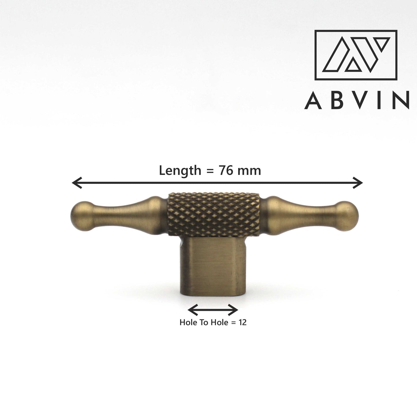 Knurled Brass Cabinet Pull Handle – Antique | Solid Bar Handle for Kitchen, Dresser, Wardrobe (1 Pc)