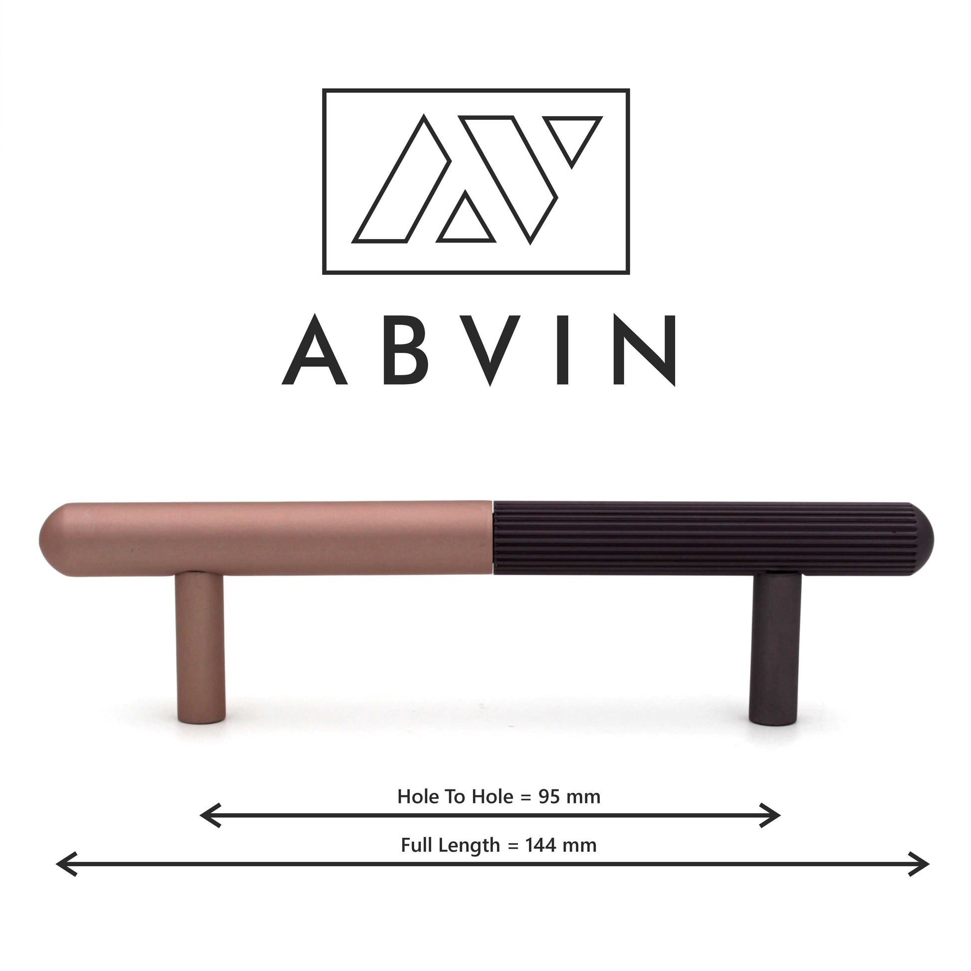ABVIN purple handle with dimensions on a white background
