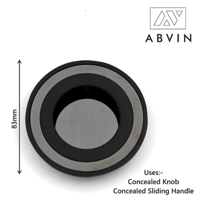 ABVIN Round Black Concealed Sliding Door Handle and Drawer Handles, Door Handle and Concealed Door Pull Handle, Handles for Sliding wardrobes (1 Pcs)