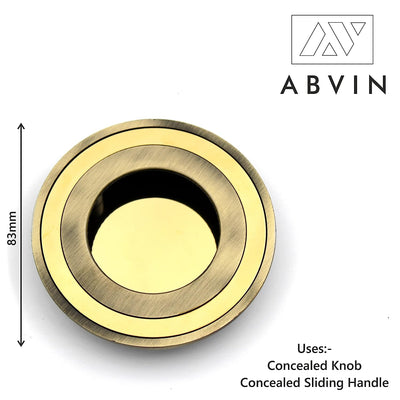 ABVIN Round Gold Concealed Sliding Door Handle and Drawer Handles| Door Handle and Concealed Door Pull Handle |Handles for Sliding wardrobes (1 Pcs)