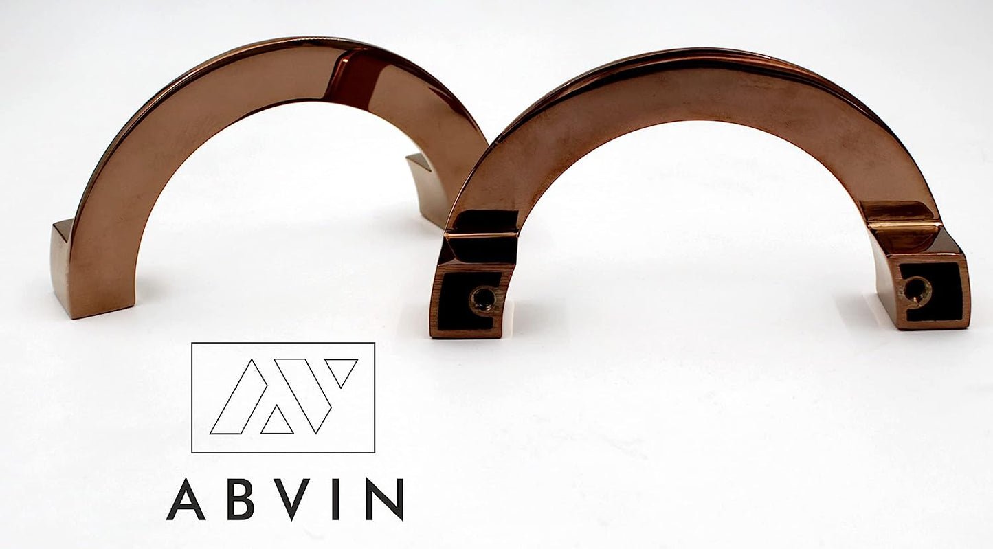ABVIN 4.8" Semi Circle PVD Rosegold Unique Cabinet Beautiful Drawer Knobs, Decorative Dresser Drawer Pulls - 1 Half Piece