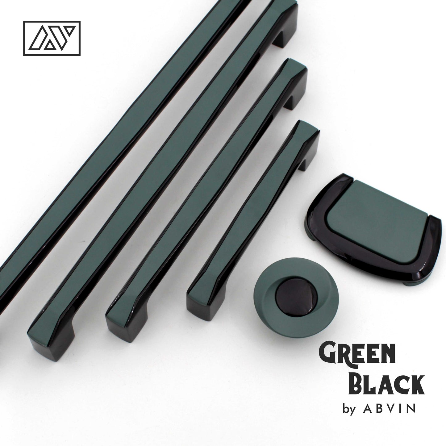 ABVIN Black Green Handles, Modern  Cabinet Hardware, Furniture Pulls for Doors, Cabinets, Cupboards & Drawers