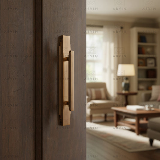 AV-EXP-011 12 inch Pure Brass Vintage Antique Door Plate Handle for Main Door Handles, Pulls for Front Door - 1 pcs