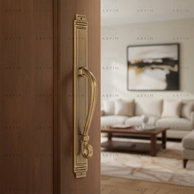 AV-EXP-012 21 inch Pure Brass Vintage Antique Door Plate Handle for Main Door Handles, Pulls for Front Door - 1 pcs