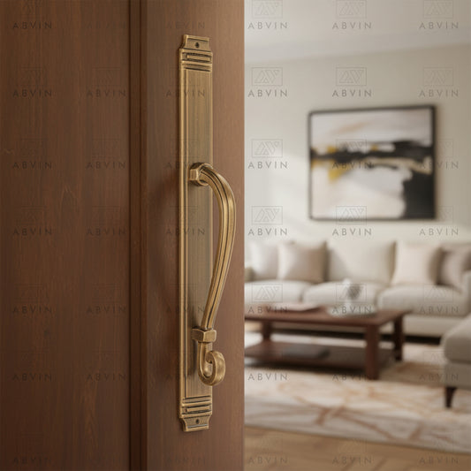 AV-EXP-012 21 inch Pure Brass Vintage Antique Door Plate Handle for Main Door Handles, Pulls for Front Door - 1 pcs