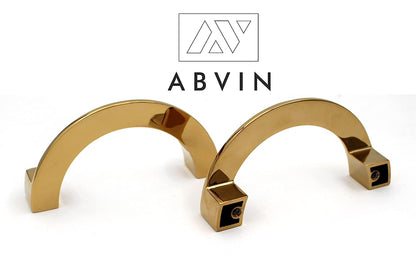 ABVIN 4.8" Semi Circle PVD Gold Unique Cabinet Beautiful Drawer Knobs, Decorative Dresser Drawer Pulls - 1 Half Piece