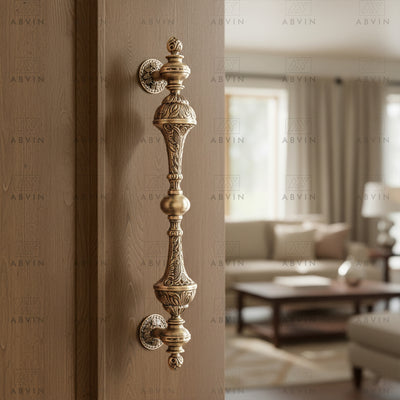 AV-EXP-008 24 inch Pure Brass Vintage Antique Door Handle for Main Door Handles, Pulls for Front Door - 1 pcs