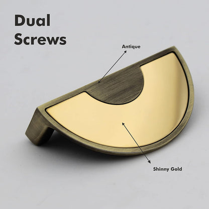 ABVIN 3" Semi Circle Antique Gold Unique Cabinet Beautiful Drawer Knobs, Decorative Dresser Drawer Pulls - 1set…
