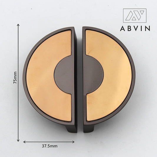 ABVIN 3" Semi Circle Grey Rosegold Copper Unique Cabinet Beautiful Drawer Knobs, Decorative Dresser Drawer Pulls - 1set…