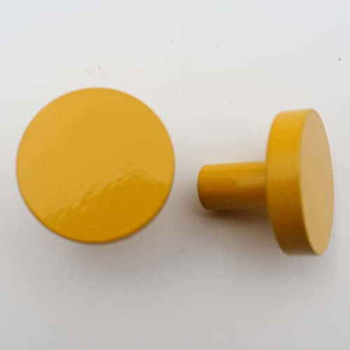 Solid Brass Round Yellow Knobs for Kitchen Drawer Cabinet Wardrobe knob - Yellow - 30mm - 1 Pcs