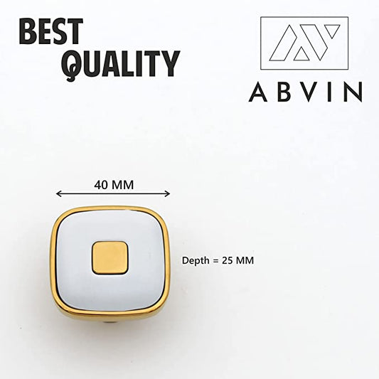 Square White Gold Knobs Unique Cabinet Pulls Beautiful Drawer Knobs Decorative Knobs Dresser Knobs Drawer Pulls Knobs and Pulls - 1 Pcs