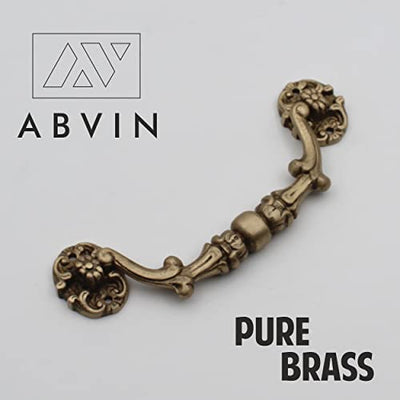 Vintage Brass Drop Pull Handle Satin Brass pulls , Drawer Handle - Imperfect - 1 Pcs