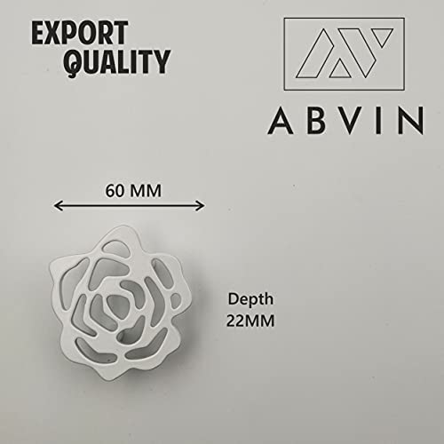 White Flower knobs for Kitchen Wardrobe Drawers Vanity - White matt Finish - 1 pcs