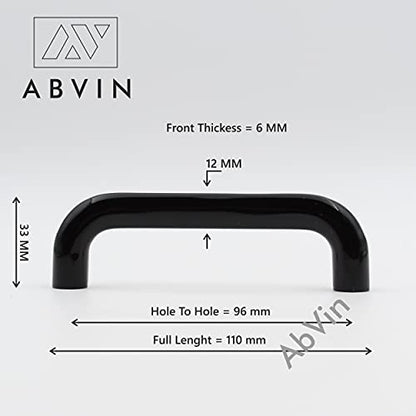 Premium Slim Black Bar Handles, Modern Cabinet Hardware, Furniture Pulls for Doors, Cabinets, Cupboards & Drawers - Glossy Black ( 1 pcs )