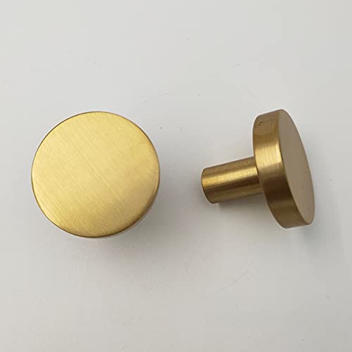 Solid Brass Round Knobs for Cabinet Kitchen Drawer Pulls knob ( 30 mm ) - Satin Brass - 1 Pcs