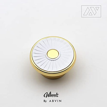 ABVIN White Golden Drawer Knobs ABVIN011 - Unique Cabinet Pulls, Beautiful Drawer Knobs, Decorative Knobs, Dresser Knobs, Drawer Pulls, Knobs and Pulls - 1 Pcs