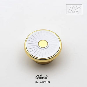 ABVIN White Golden Drawer Knobs ABVIN011 - Unique Cabinet Pulls, Beautiful Drawer Knobs, Decorative Knobs, Dresser Knobs, Drawer Pulls, Knobs and Pulls - 1 Pcs
