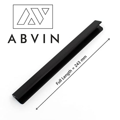 Premium Matt Black Bar Handles, Modern Cabinet Hardware, Furniture Pulls for Doors, Cabinets, Cupboards & Drawers Profile Type - Matt Black ( 1 pcs )