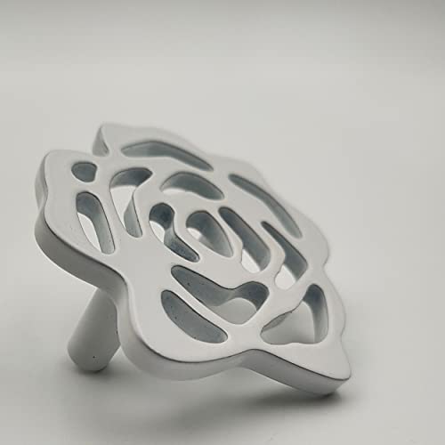 White Flower knobs for Kitchen Wardrobe Drawers Vanity - White matt Finish - 1 pcs