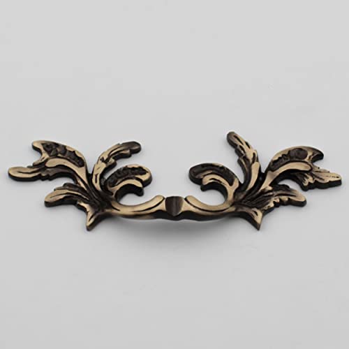 ABVIN Carving Pulls Vintage Unique Cabinet Beautiful Drawer Decorative Dresser Knobs Pulls - Pure Brass - Antique Finish - 1 Pcs
