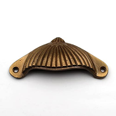 ABVIN Carving Cup Pulls Unique Cabinet Beautiful Drawer Decorative Dresser Knobs Pulls - Pure Brass - Antique Finish - 1 Pcs