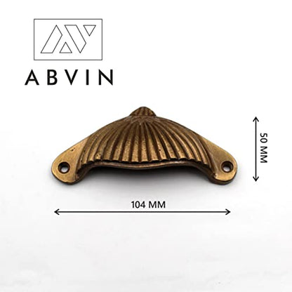 ABVIN Carving Cup Pulls Unique Cabinet Beautiful Drawer Decorative Dresser Knobs Pulls - Pure Brass - Antique Finish - 1 Pcs