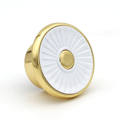 ABVIN White Golden Drawer Knobs ABVIN011 - Unique Cabinet Pulls, Beautiful Drawer Knobs, Decorative Knobs, Dresser Knobs, Drawer Pulls, Knobs and Pulls - 1 Pcs