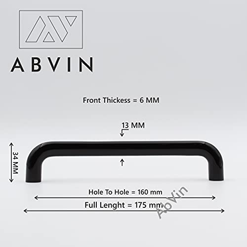 Premium Slim Black Bar Handles, Modern Cabinet Hardware, Furniture Pulls for Doors, Cabinets, Cupboards & Drawers - Glossy Black ( 1 pcs )