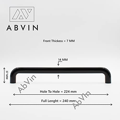 Premium Slim Black Bar Handles, Modern Cabinet Hardware, Furniture Pulls for Doors, Cabinets, Cupboards & Drawers - Glossy Black ( 1 pcs )