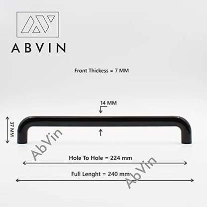 Premium Slim Black Bar Handles, Modern Cabinet Hardware, Furniture Pulls for Doors, Cabinets, Cupboards & Drawers - Glossy Black ( 1 pcs )