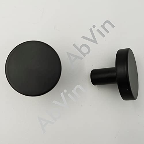 Solid Brass Round Black Knobs for Kitchen Drawer Cabinet Wardrobe knob - Black - 30mm - 1 Pcs
