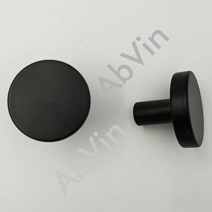 Solid Brass Round Black Knobs for Kitchen Drawer Cabinet Wardrobe knob - Black - 30mm - 1 Pcs
