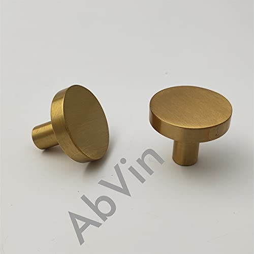 Solid Brass Round Knobs for Cabinet Kitchen Drawer Pulls knob ( 30 mm ) - Satin Brass - 1 Pcs
