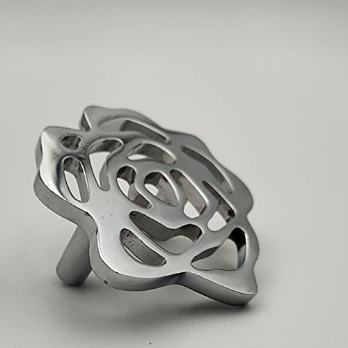 Flower Knobs for Drawers Kitchen Wardrobe Vanity - Chrome Finish - 1 pcs