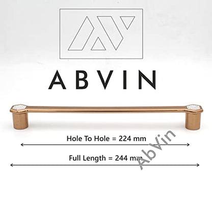 ABVIN Premium PVD Rosegold Crsytal Bar Handles, Modern Gold Cabinet Hardware, Furniture Pulls for Doors, Cabinets, Cupboards & Drawers ( 1 pcs )