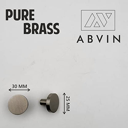 ABVIN Solid Brass Matt Round Knobs Cabinet Beautiful Decorative Dresser Knobs Drawer Pulls - ABVIN002 - Matt ss Finish - 1 Pcs…