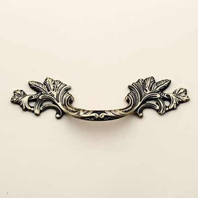 ABVIN Big Carving Pulls Vintage Unique Cabinet Beautiful Drawer Decorative Dresser Knobs Pulls - Pure Brass - Antique Finish - 1 Pcs