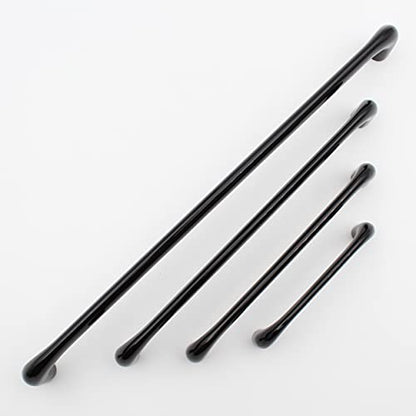 Premium Slim Black Bar Handles, Modern Cabinet Hardware, Furniture Pulls for Doors, Cabinets, Cupboards & Drawers - Glossy Black ( 1 pcs )