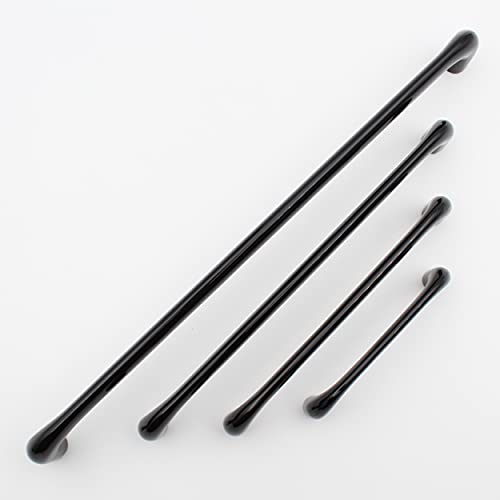 Premium Slim Black Bar Handles, Modern Cabinet Hardware, Furniture Pulls for Doors, Cabinets, Cupboards & Drawers - Glossy Black ( 1 pcs )