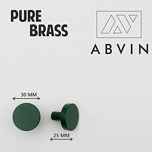 Solid Brass Round Green Knobs for Kitchen Drawer Cabinet Wardrobe knob - Green - 30mm - 1 Pcs