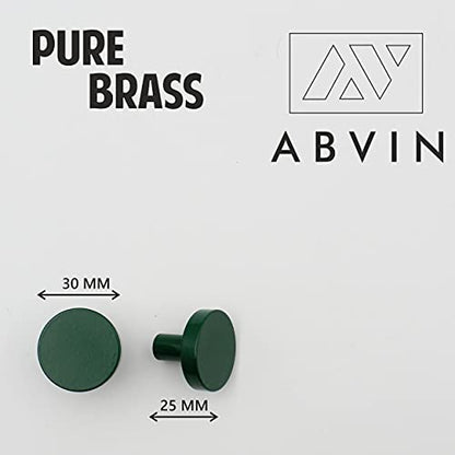 Solid Brass Round Green Knobs for Kitchen Drawer Cabinet Wardrobe knob - Green - 30mm - 1 Pcs