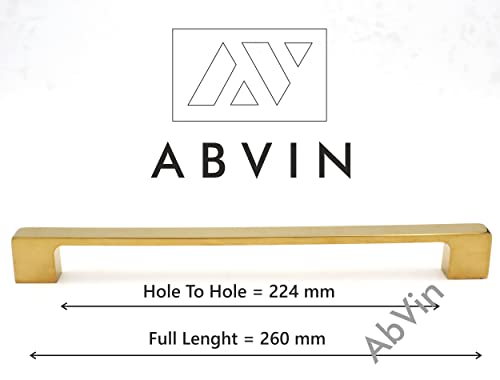 ABVIN Premium PVD Gold Bar Handles, Modern Gold Cabinet Hardware, Furniture Pulls for Doors, Cabinets, Cupboards & Drawers ( 1 pcs )