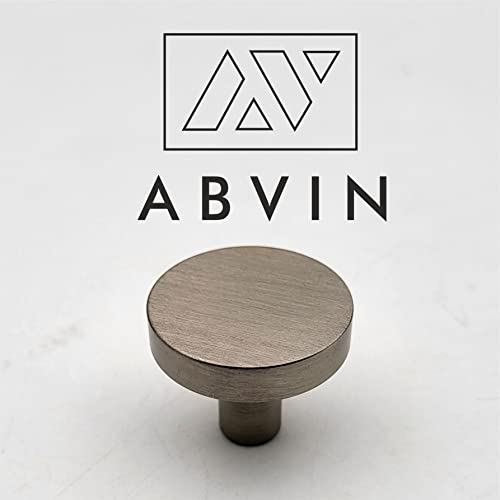 ABVIN Solid Brass Matt Round Knobs Cabinet Beautiful Decorative Dresser Knobs Drawer Pulls - ABVIN002 - Matt ss Finish - 1 Pcs…
