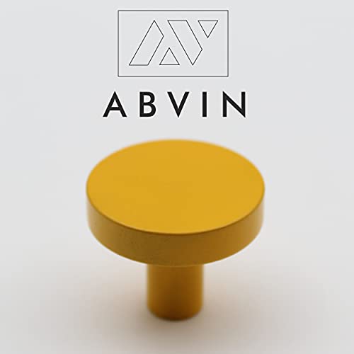 Solid Brass Round Yellow Knobs for Kitchen Drawer Cabinet Wardrobe knob - Yellow - 30mm - 1 Pcs