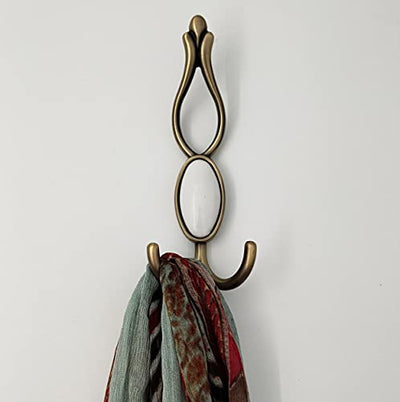 ABVIN - Premium White Stone Bathroom Cloth Hooks Hanger Door Wall Robe Hooks Rail for Hanging Keys, Clothes, Towel - 1Pcs (Antique)