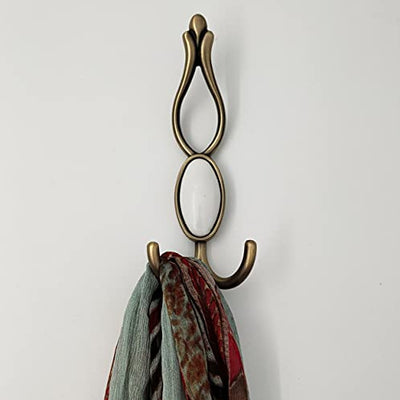 ABVIN - Premium White Stone Bathroom Cloth Hooks Hanger Door Wall Robe Hooks Rail for Hanging Keys, Clothes, Towel - 1Pcs (Antique)