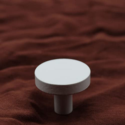 Solid Brass Round White Knobs for Kitchen Drawer Cabinet Wardrobe knob - White - 30mm - 1 Pcs