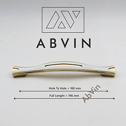 ABVIN Premium White Gold Bar Handles, Unique Modern Gold Cabinet Hardware, Furniture Pulls for Doors, Cabinets, Cupboards & Drawers ( 1 pcs )